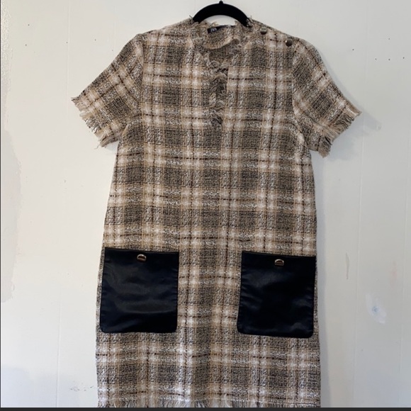 Zara Tweed Shift Dress Sz S - Picture 2 of 9